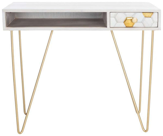 Safavieh - Raveena Desk - White Washed - Brass - DSK9002C view 1