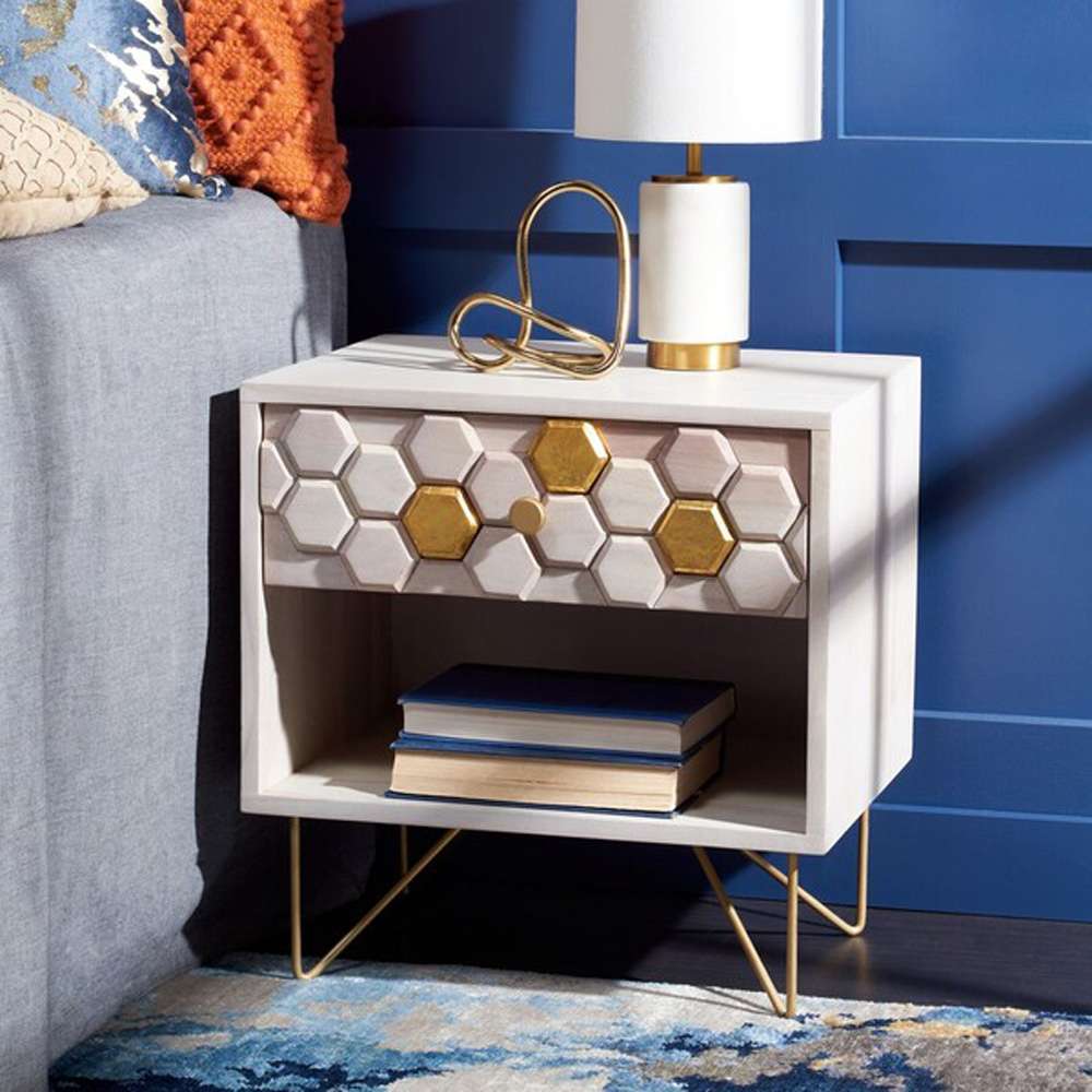 Safavieh - Raveena Nightstand - White Washed - Brass - NST9002C veiw 3