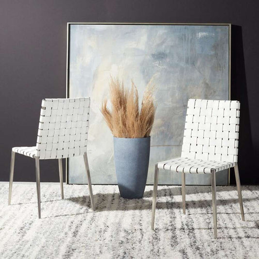 Safavieh - Rayne Woven Dining Chair - White - Silver  (Set of 2) - DCH3006C-SET2 veiw 2