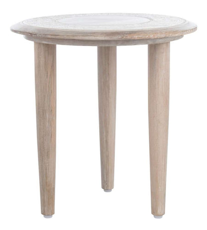 Safavieh - Rehnuma Carved Side Table - White Washed - ACC5300A veiw 1