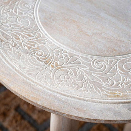 Safavieh - Rehnuma Carved Side Table - White Washed - ACC5300A veiw 2