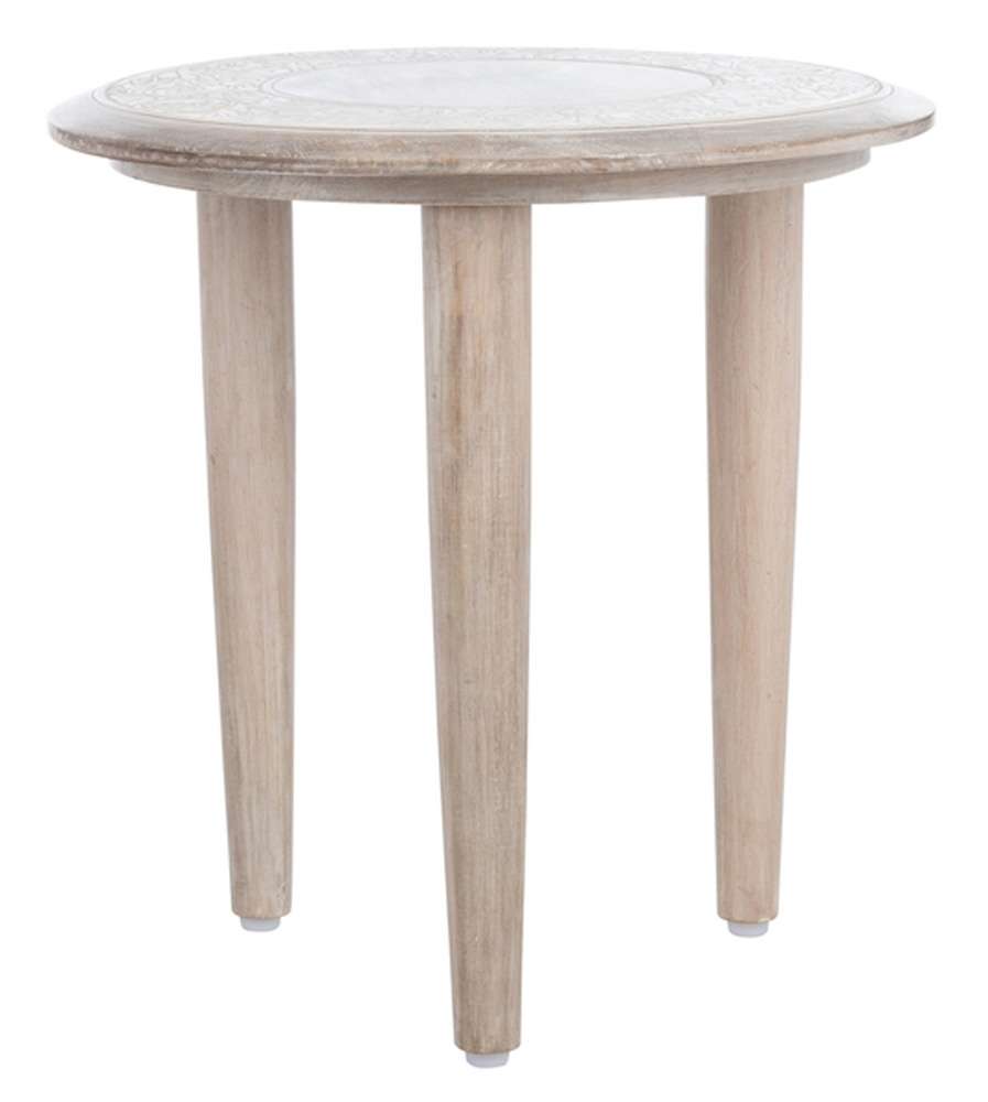 Safavieh - Rehnuma Carved Side Table - White Washed - ACC5300A veiw 4