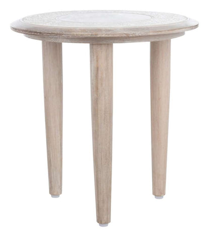 Safavieh - Rehnuma Carved Side Table - White Washed - ACC5300A veiw 4
