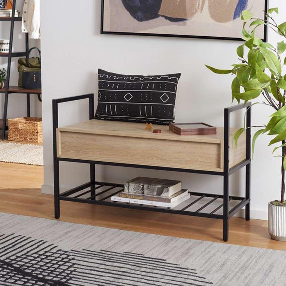 Safavieh - Rhonwen Storage Bench - Sand - Black - BCH9300A veiw 2