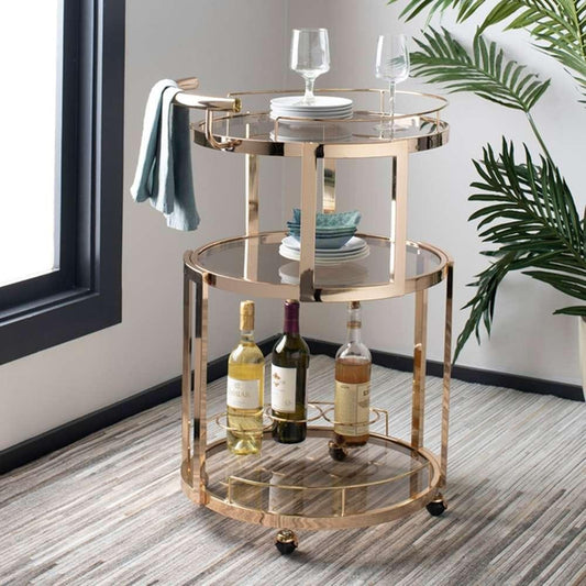 Safavieh - Rio 3 Tier Round Bar Cart - Gold - Tea - BCT8002A veiw 2