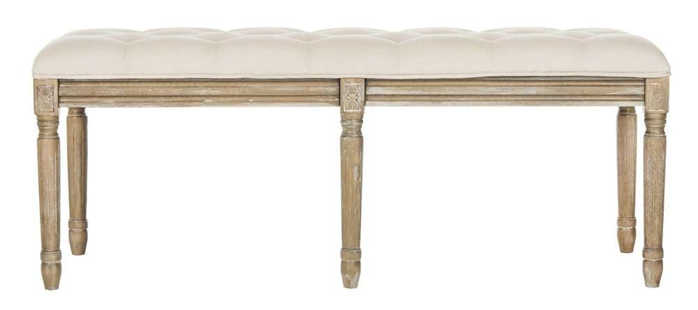 Safavieh - Rocha Tufted Traditional Bench - Beige - Rustic Oak - FOX6231A veiw 1