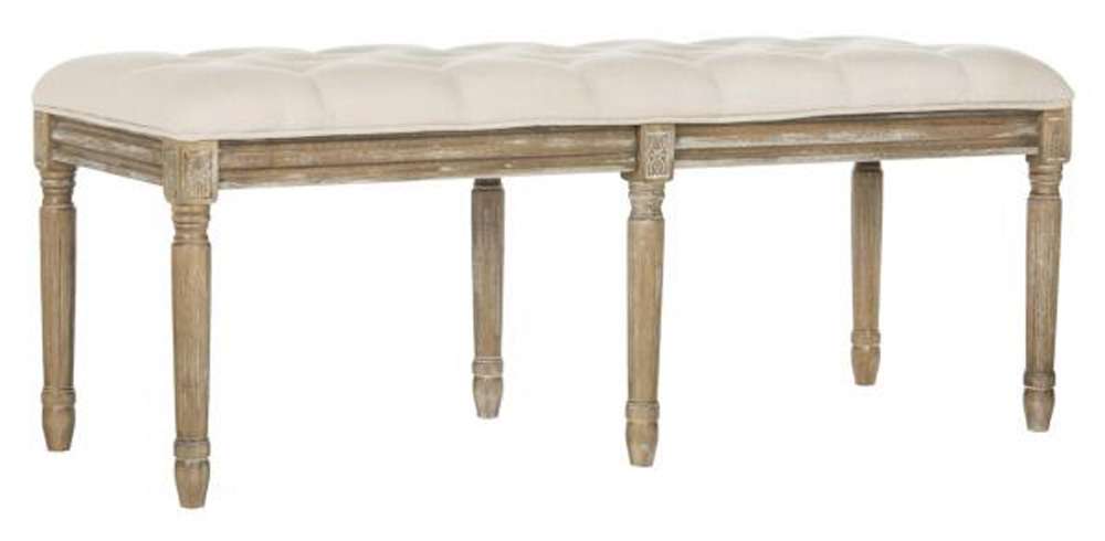 Safavieh - Rocha Tufted Traditional Bench - Beige - Rustic Oak - FOX6231A veiw 3