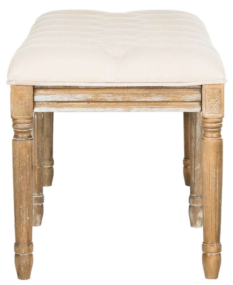 Safavieh - Rocha Tufted Traditional Bench - Beige - Rustic Oak - FOX6231A veiw 4