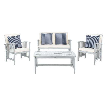 Safavieh - Rocklin 4 Pc Outdoor Set - Grey - Bge + Thn Stp P - PAT7007H veiw 1