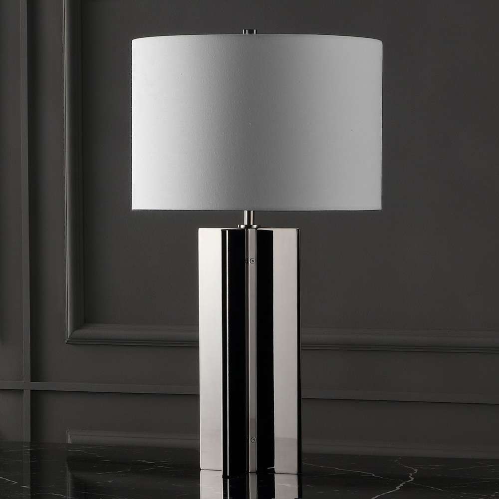 Safavieh - Couture - Rollins Square Metal Table Lamp - Nickel - White - CTL1026B veiw 1