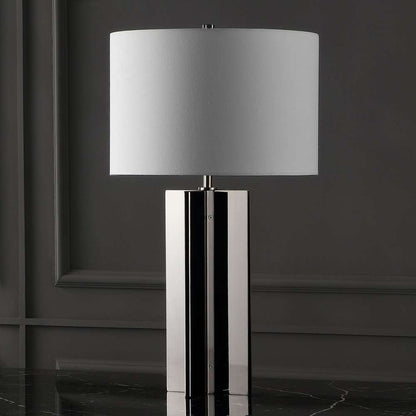 Safavieh - Couture - Rollins Square Metal Table Lamp - Nickel - White - CTL1026B veiw 1