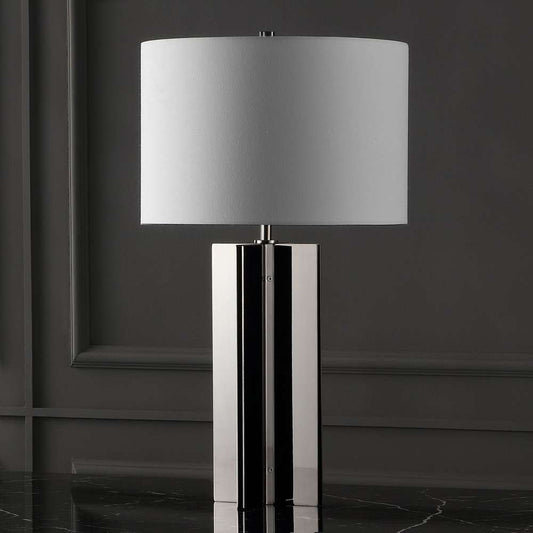 Safavieh - Couture - Rollins Square Metal Table Lamp - Nickel - White - CTL1026B veiw 1