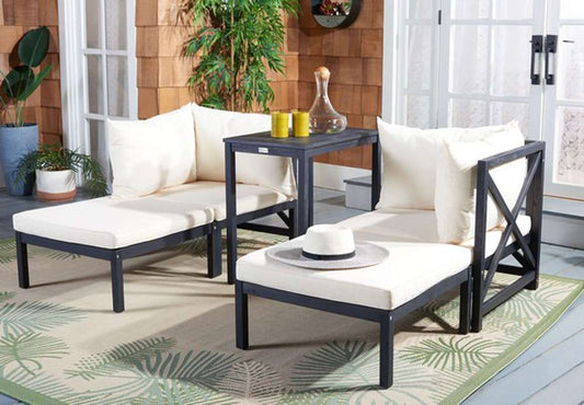 Safavieh - Ronson 5 Pc Sectional Set - Dark Slate Gray - Beige - PAT6762D veiw 2