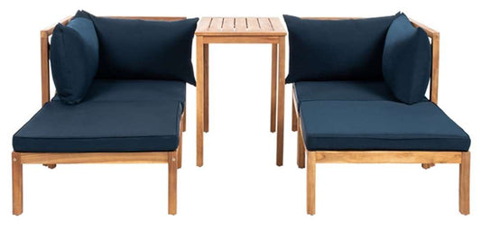 Safavieh - Ronson 5 Pc Sectional Set - Natural - Navy - PAT6762B veiw 1