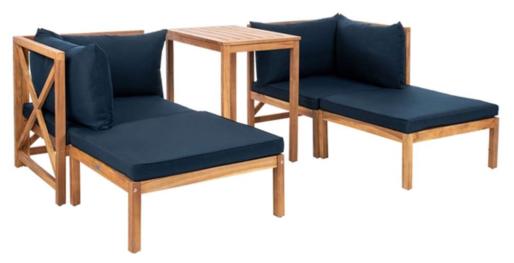 Safavieh - Ronson 5 Pc Sectional Set - Natural - Navy - PAT6762B veiw 3