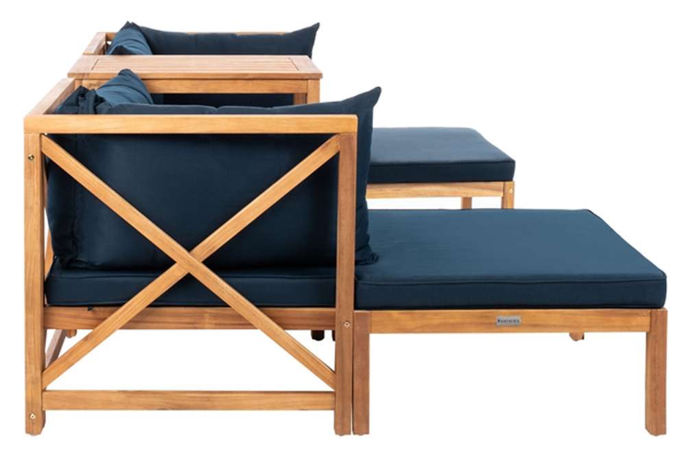 Safavieh - Ronson 5 Pc Sectional Set - Natural - Navy - PAT6762B veiw 4