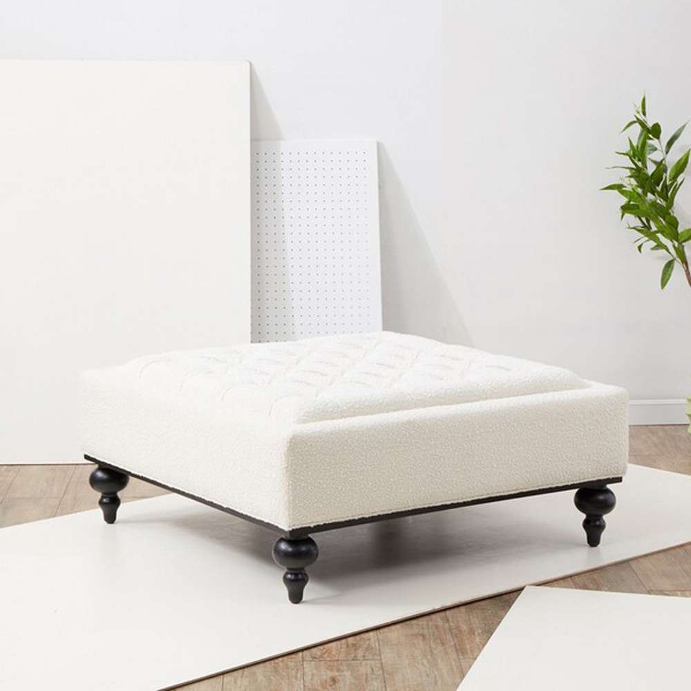 Safavieh - Couture - Rosealina Tufted Ottoman - Ivory - Black - SFV5014C veiw 2