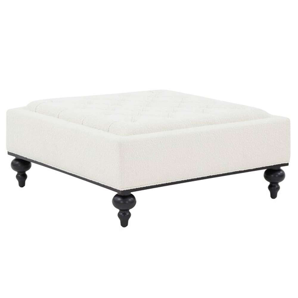 Safavieh - Couture - Rosealina Tufted Ottoman - Ivory - Black - SFV5014C veiw 3