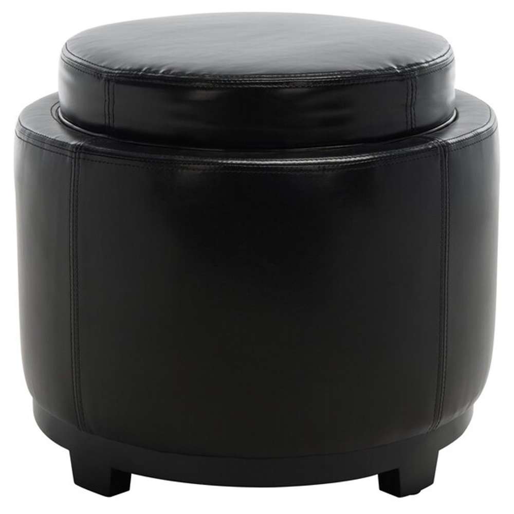 Safavieh - Round Storage Ottoman - Black - HUD4045B veiw 1