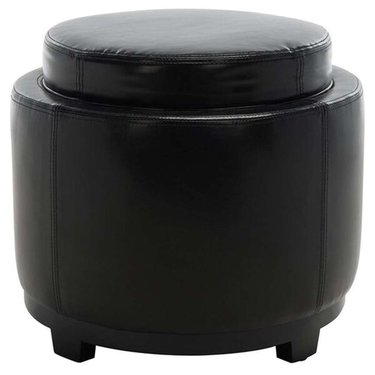 Safavieh - Round Storage Ottoman - Black - HUD4045B veiw 1