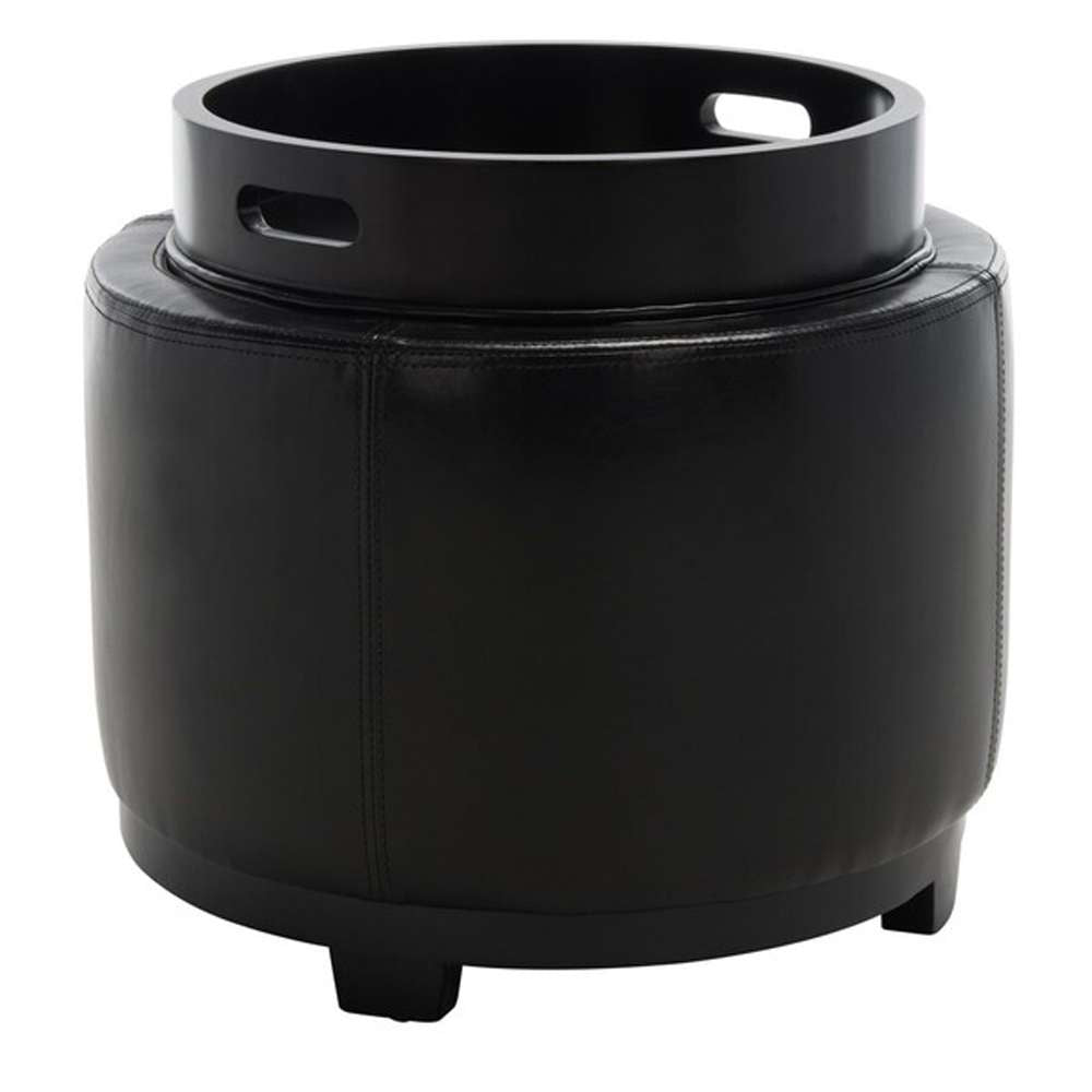 Safavieh - Round Storage Ottoman - Black - HUD4045B veiw 3
