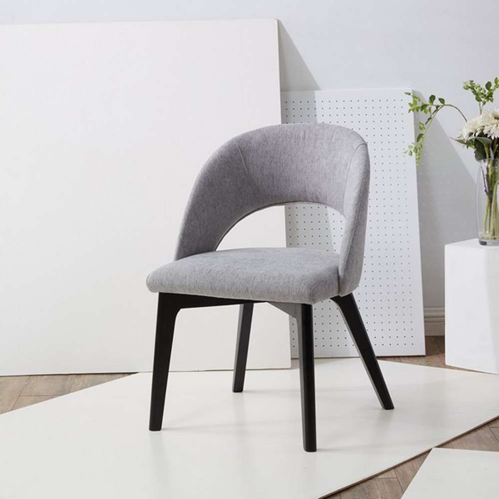 Safavieh - Couture - Rowland Linen Dining Chair - Grey - Black - SFV5058B veiw 3