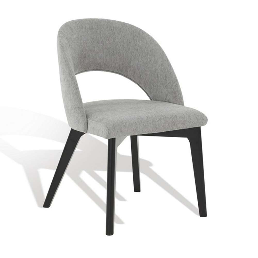 Safavieh - Couture - Rowland Linen Dining Chair - Grey - Black - SFV5058B veiw 4