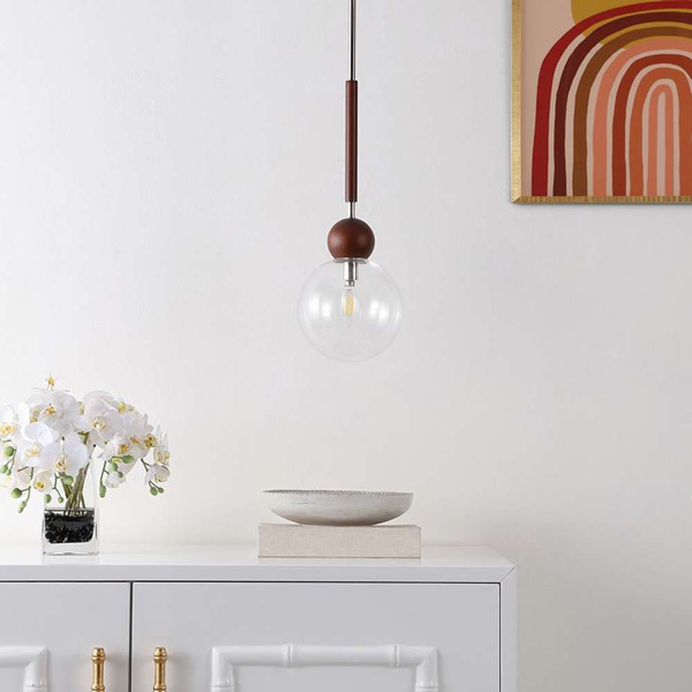 Safavieh - Roxora 7in Pendant - Dark Walnut - Nickel - PND4182A veiw 1