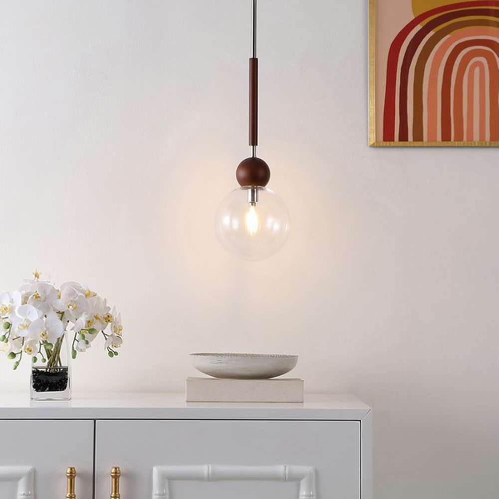 Safavieh - Roxora 7in Pendant - Dark Walnut - Nickel - PND4182A veiw 2