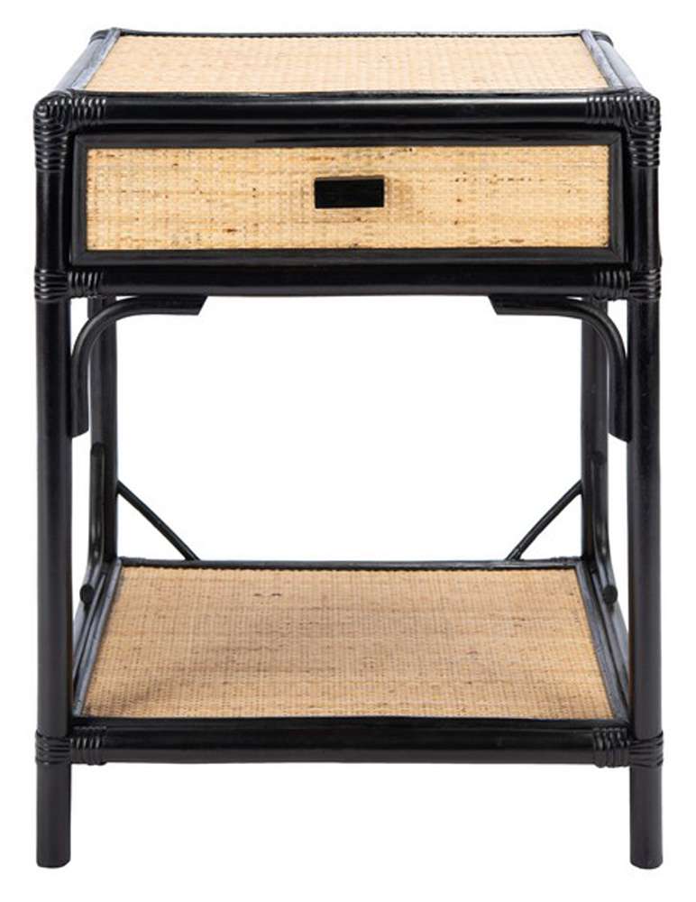 Safavieh - Roya 1 Drwr 1 Shelf Nightstand - Black - Natural - NST4005D veiw 1