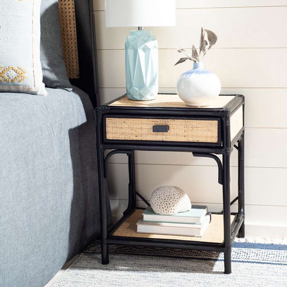 Safavieh - Roya 1 Drwr 1 Shelf Nightstand - Black - Natural - NST4005D veiw 2