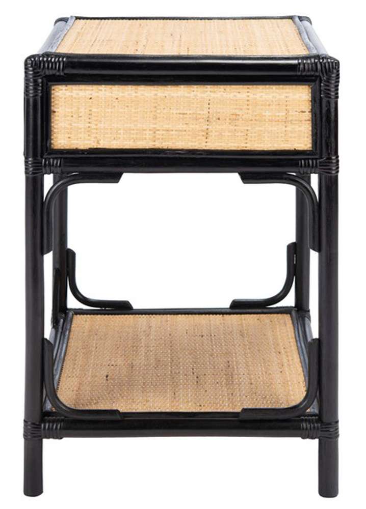 Safavieh - Roya 1 Drwr 1 Shelf Nightstand - Black - Natural - NST4005D veiw 3