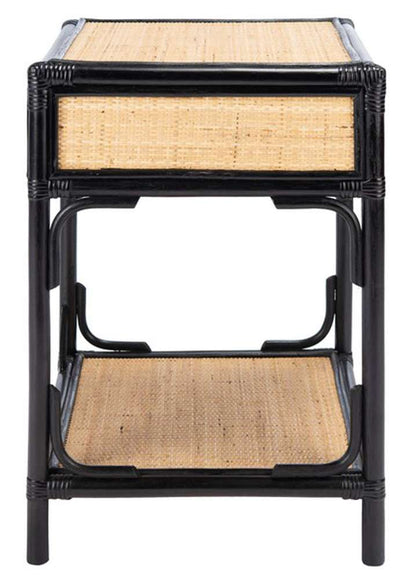 Safavieh - Roya 1 Drwr 1 Shelf Nightstand - Black - Natural - NST4005D veiw 3