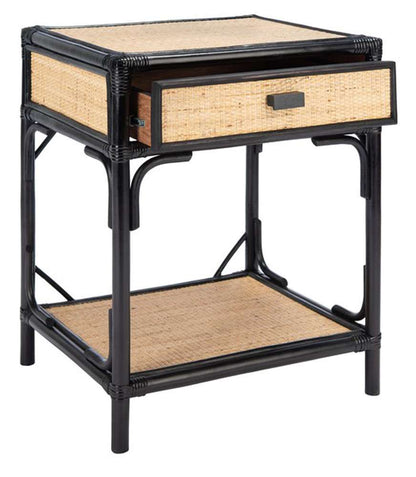 Safavieh - Roya 1 Drwr 1 Shelf Nightstand - Black - Natural - NST4005D veiw 4
