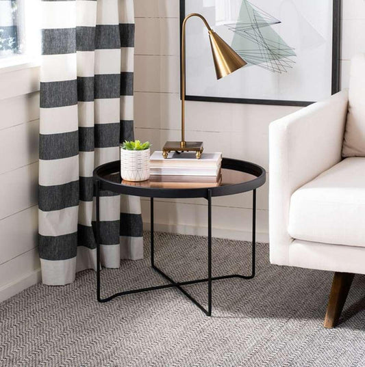 Safavieh - Ruby Medium Tray Accent Table - Rose Gold - Black - ACC4205A veiw 2