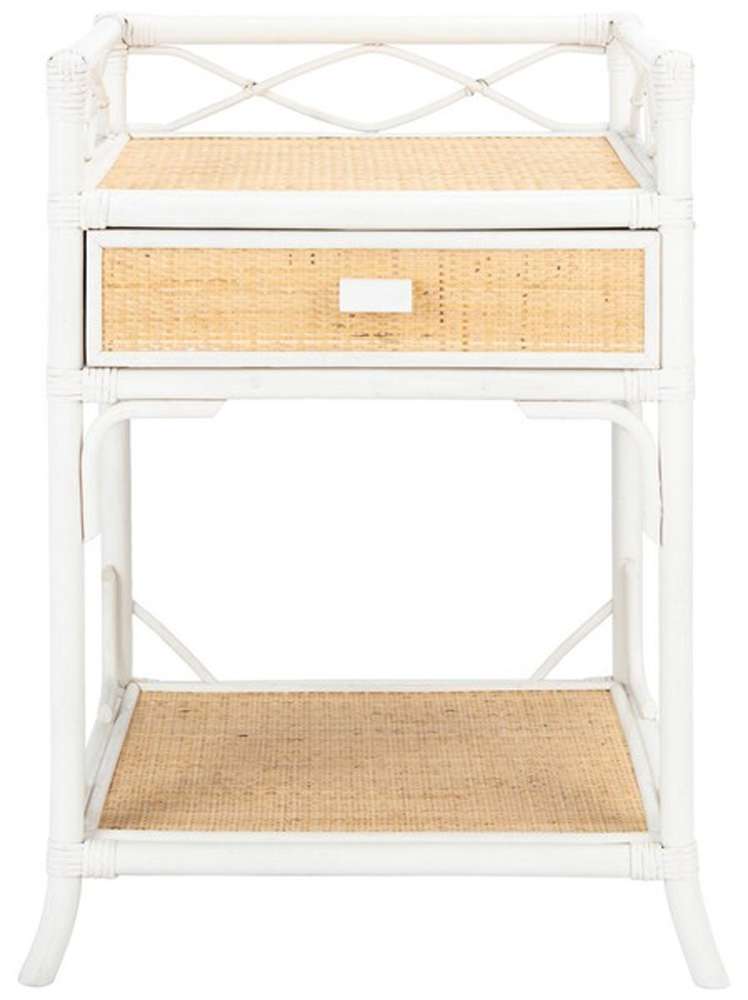 Safavieh - Rumi 1 Drwr 1 Shelf Nightstand - White - Natural - NST4004B veiw 1