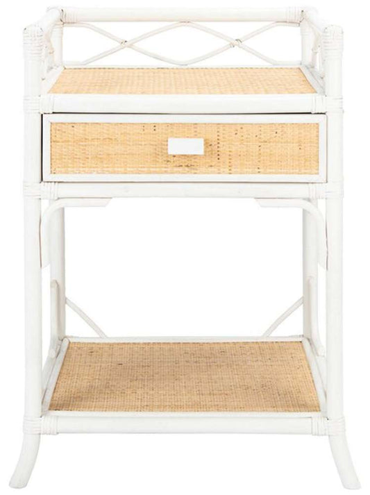 Safavieh - Rumi 1 Drwr 1 Shelf Nightstand - White - Natural - NST4004B veiw 1