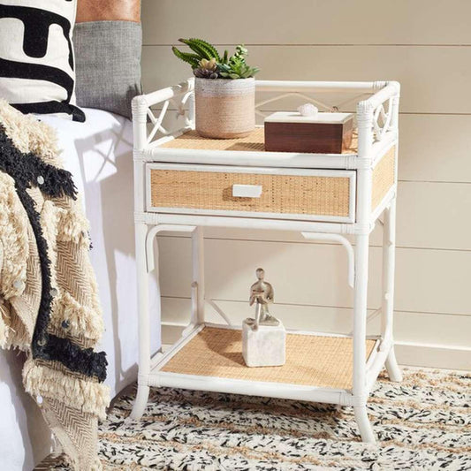 Safavieh - Rumi 1 Drwr 1 Shelf Nightstand - White - Natural - NST4004B veiw 2