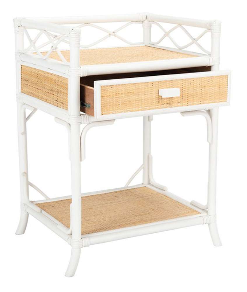 Safavieh - Rumi 1 Drwr 1 Shelf Nightstand - White - Natural - NST4004B veiw 4