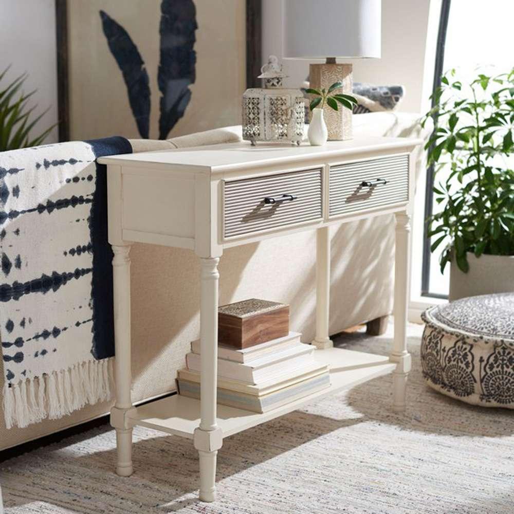 Safavieh - Ryder 2Drw Console Table - Distrssed White - Greige - CNS5719D veiw 2