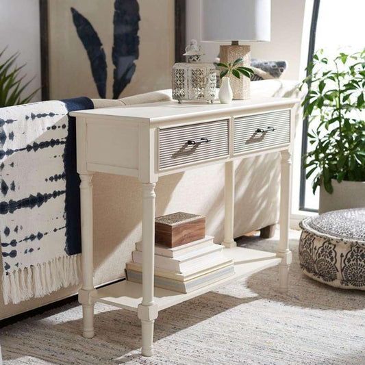 Safavieh - Ryder 2Drw Console Table - Distrssed White - Greige - CNS5719D veiw 2