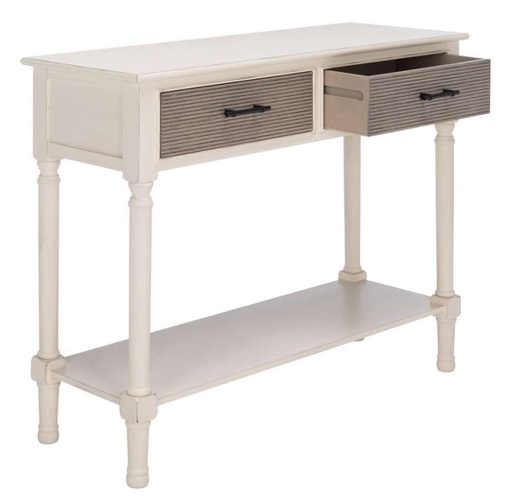 Safavieh - Ryder 2Drw Console Table - Distrssed White - Greige - CNS5719D veiw 4