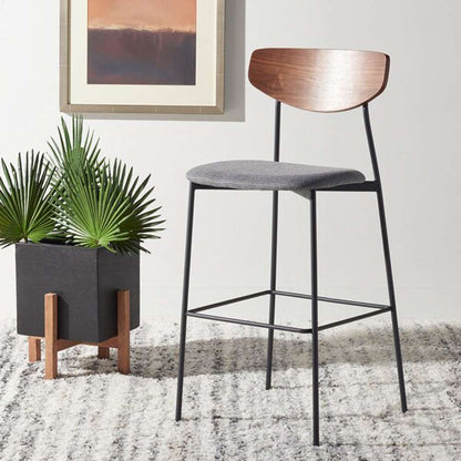 Safavieh - Ryker Barstool - Walnut - Grey - BST3008B veiw 2