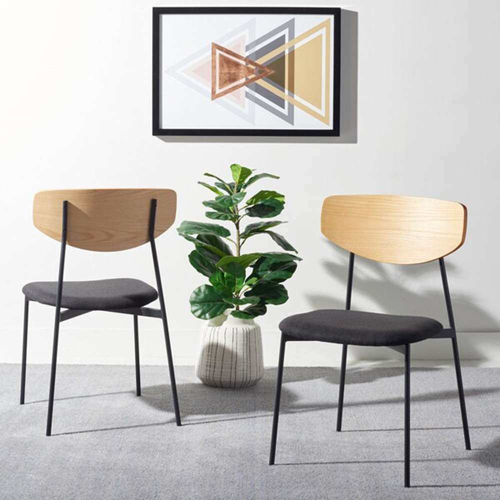 Safavieh - Ryker Dining Chair - Oak - Black  (Set of 2) - DCH3007C-SET2 veiw 2