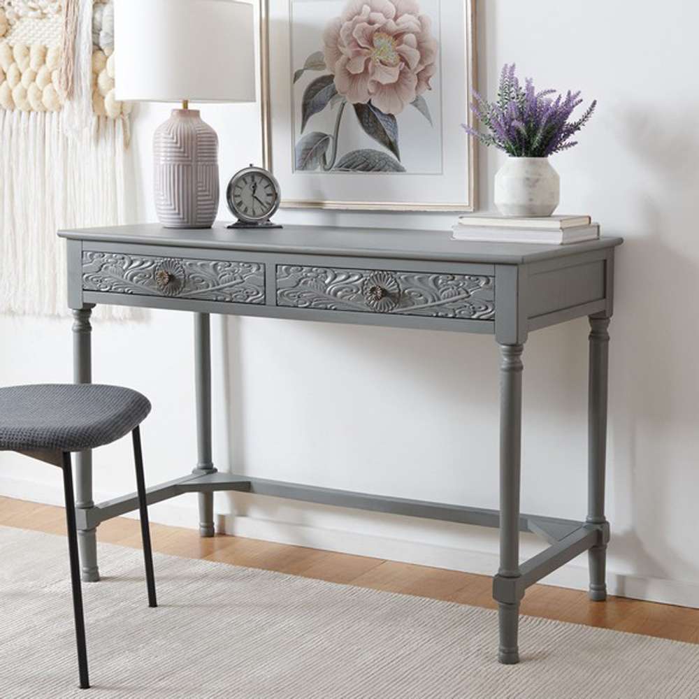 Safavieh - Ryleigh 2 Drawer Desk - Distressed Grey - DSK5706B veiw 3