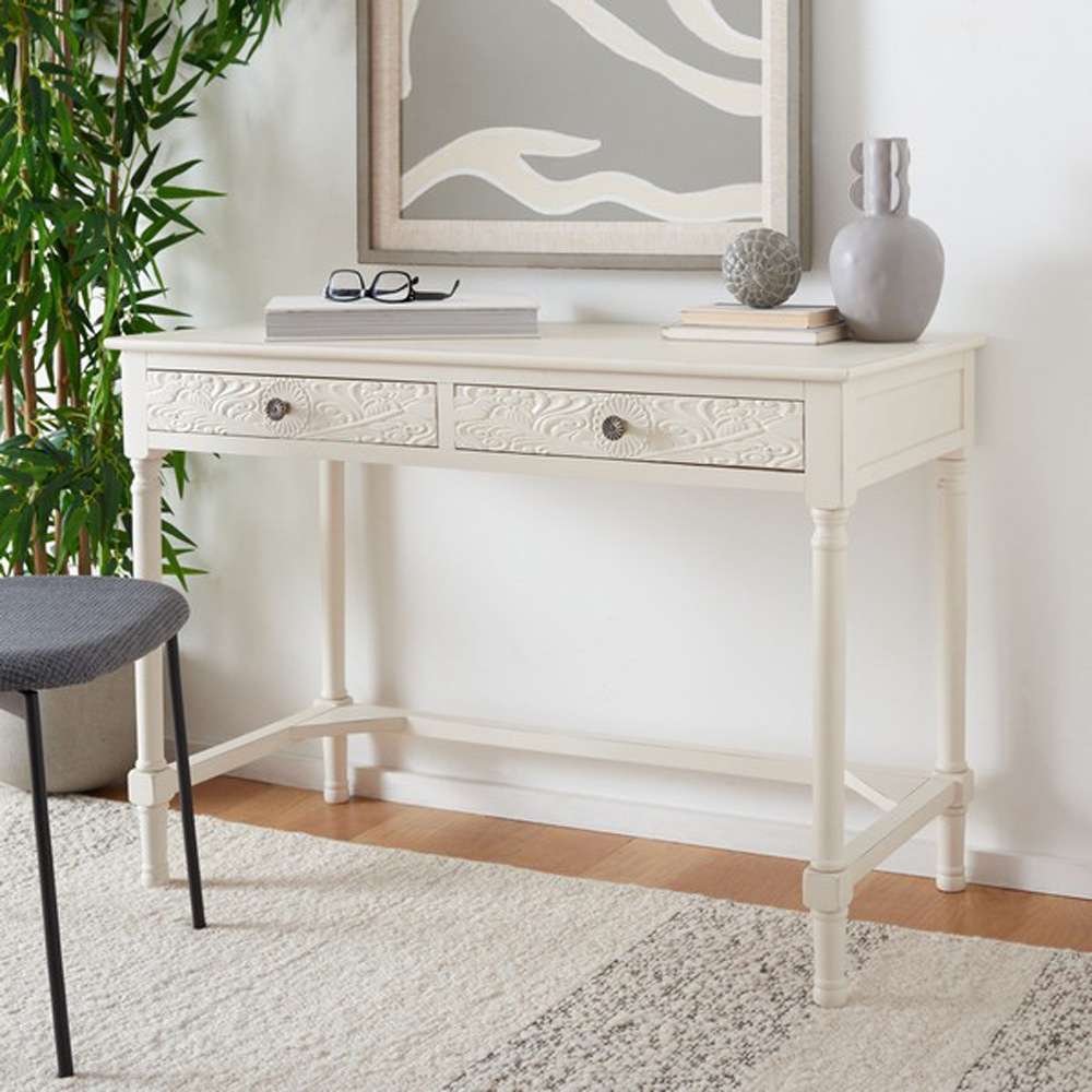 Safavieh - Ryleigh 2 Drawer Desk - Distrssed White - DSK5706A veiw 3