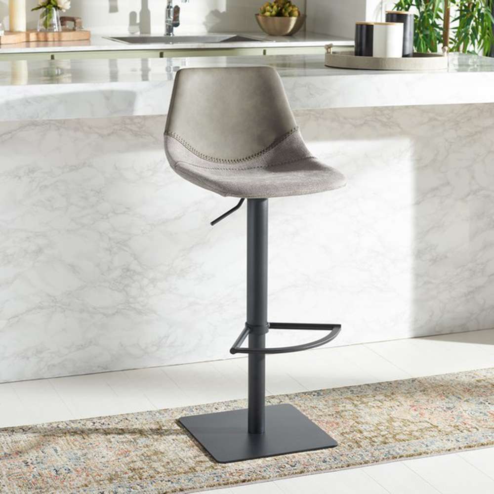 Safavieh - Rylen Gas Lift Bar Stool - Grey - Black - BST3012B veiw 2