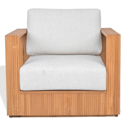 Safavieh - Saint Lucia Reeded Brazilian Teak Wood Patio Chair / Natural Teak / White - CPT1072A view 1