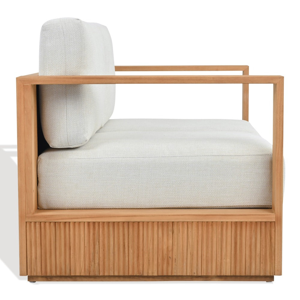Safavieh - Saint Lucia Reeded Brazilian Teak Wood Patio Loveseat / Natural Teak / White - CPT1073A view 2