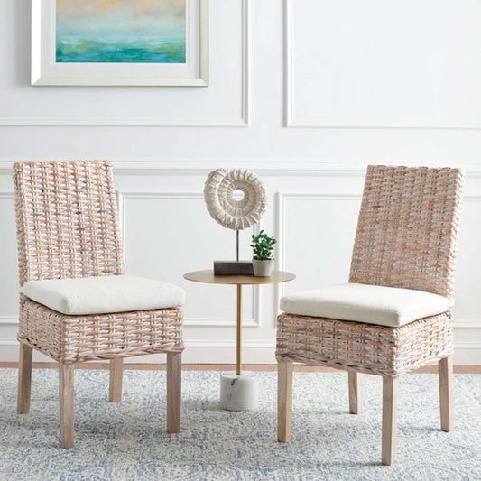 Safavieh - Sanibel Side Chair W/ Cushion - White - White Washed  (Set of 2) - FOX6541A-SET2 veiw 2